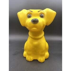 VTG Humane Society Yellow Blow Mold Dog Piggy Bank Made By Reliable Toys Canada